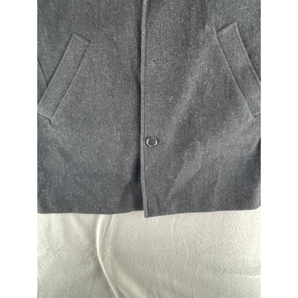 Murano Collezione Short Trench Over Coat Mens Medium Wool Single Breast Black - Picture 2 of 12